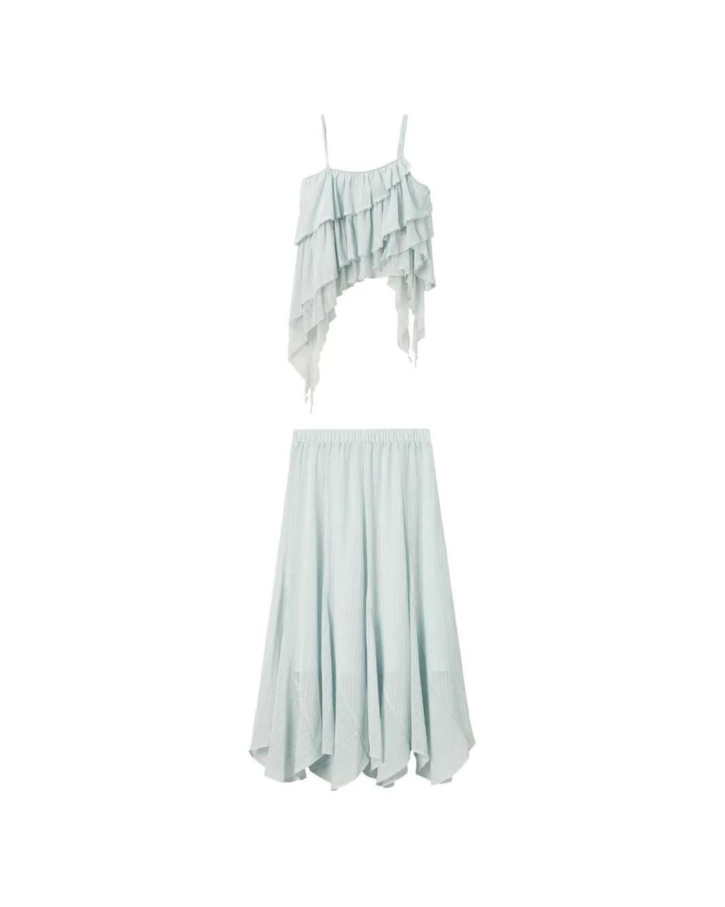 B+ AB White Ruffled Lace-Trim Dress