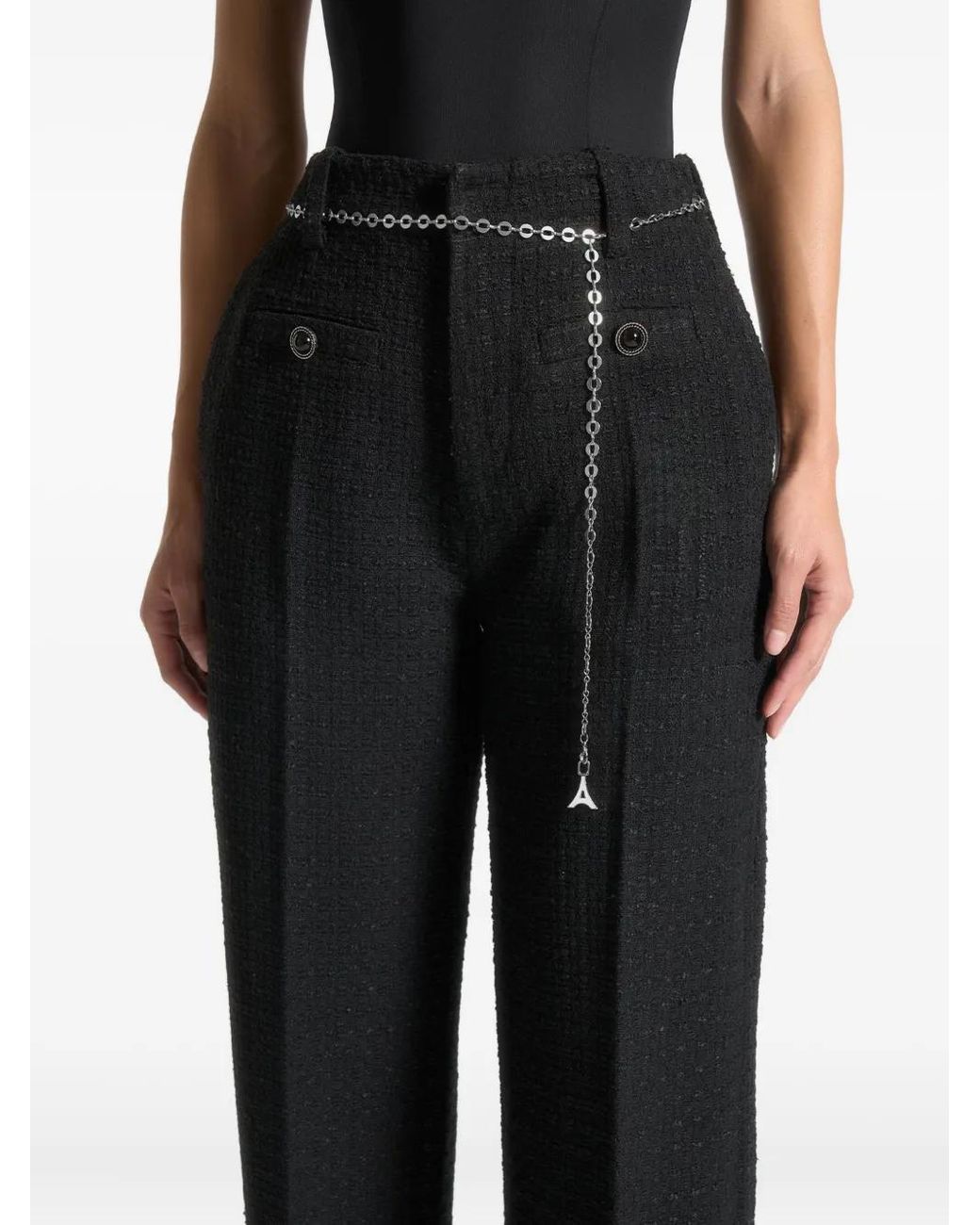 Manière De Voir Black Nathalie Tweed Trousers With Belt