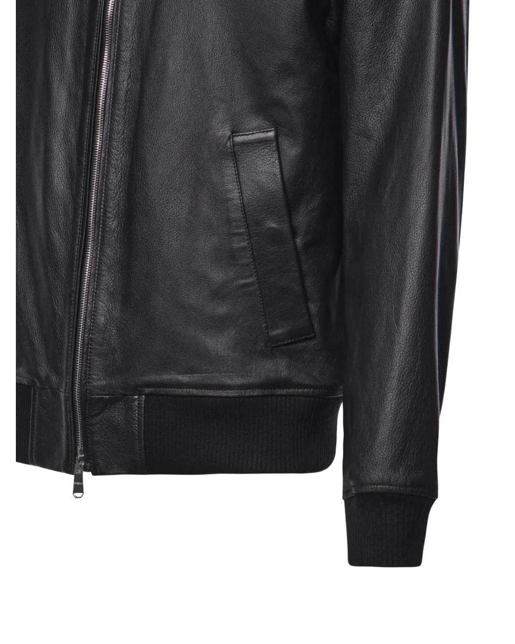Dondup Gray Zip-Up Leather Jacket for men