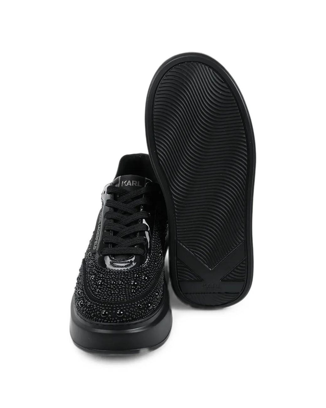 Karl Lagerfeld Black Bead-Embellished Platform Sneakers