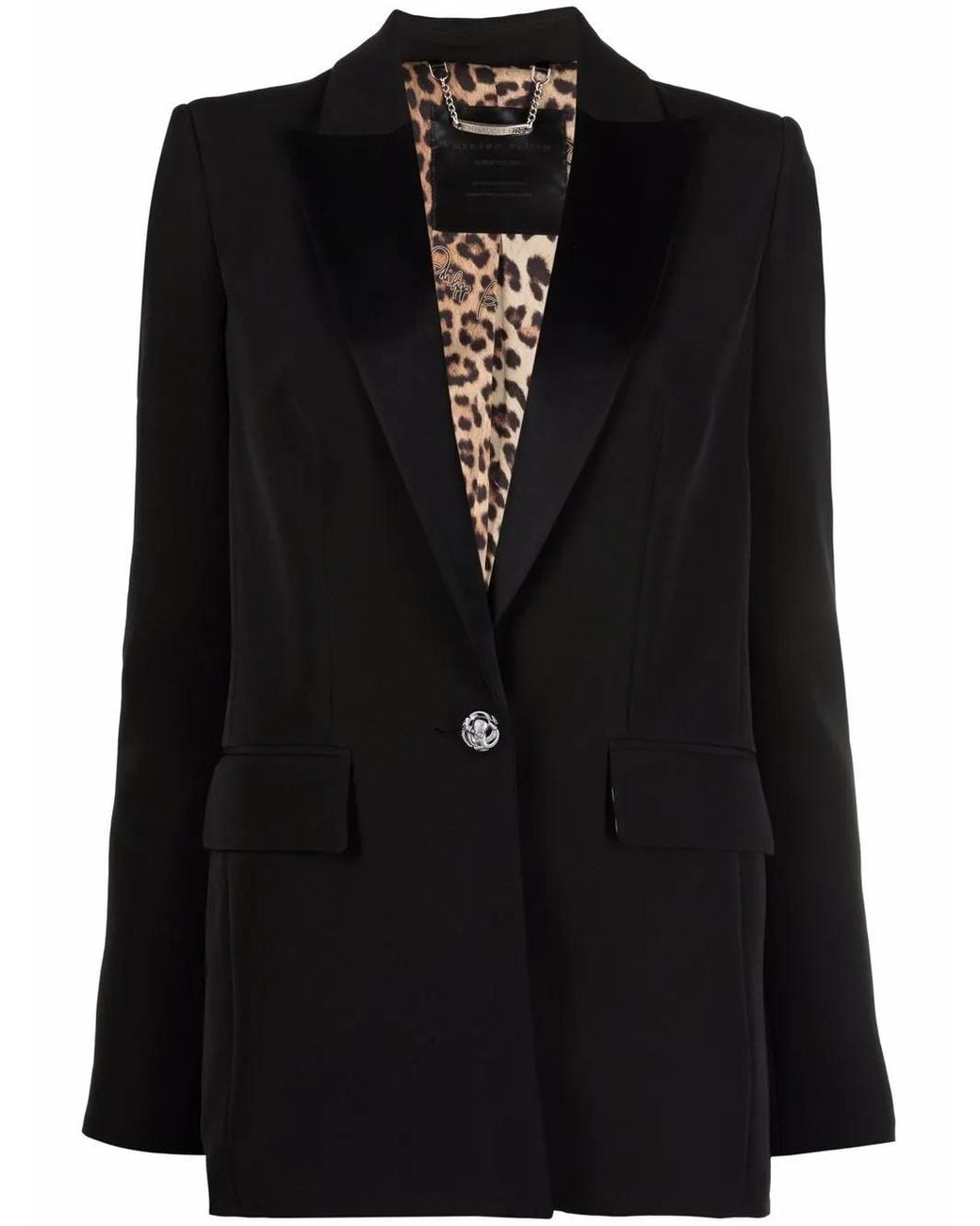 Philipp Plein Black Sequinned Tiger Single-Breasted Blazer