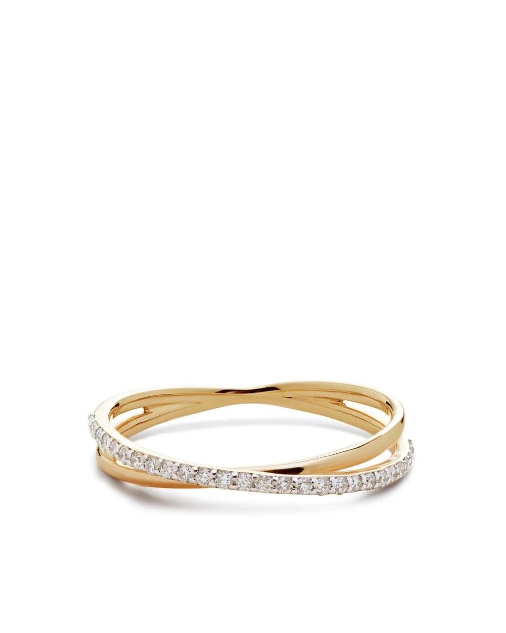 Monica Vinader Metallic 14Kt Crossover Diamond Ring