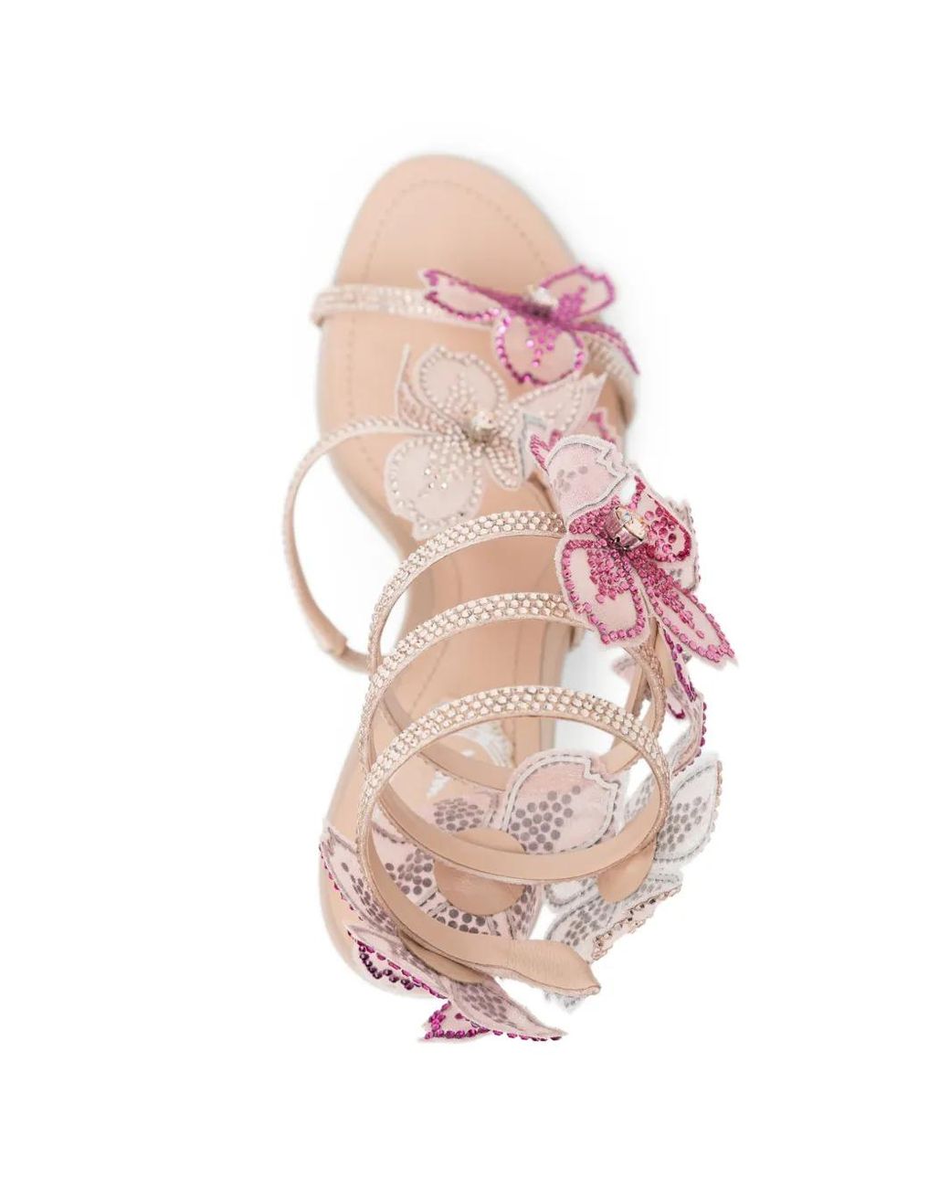 Rene Caovilla Pink Peach Flower Sandals