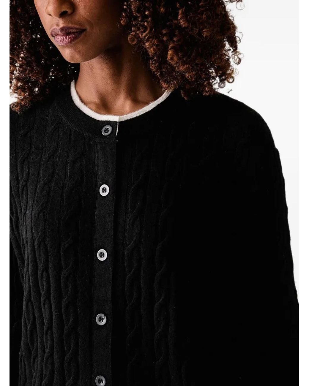 Silvian Heach Black Bon Ton Cable-Knit Cardigan