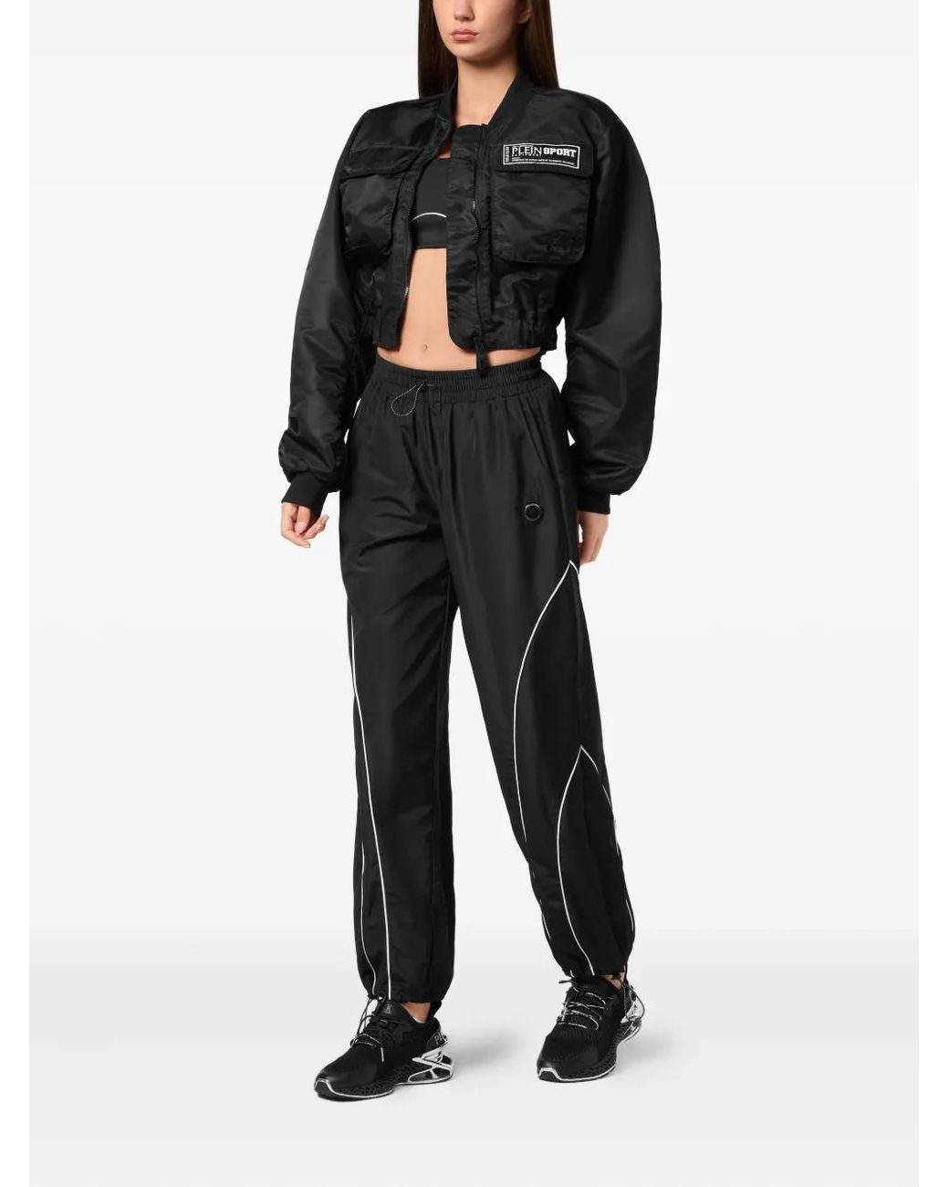 Philipp Plein Black Cropped Bomber Jacket