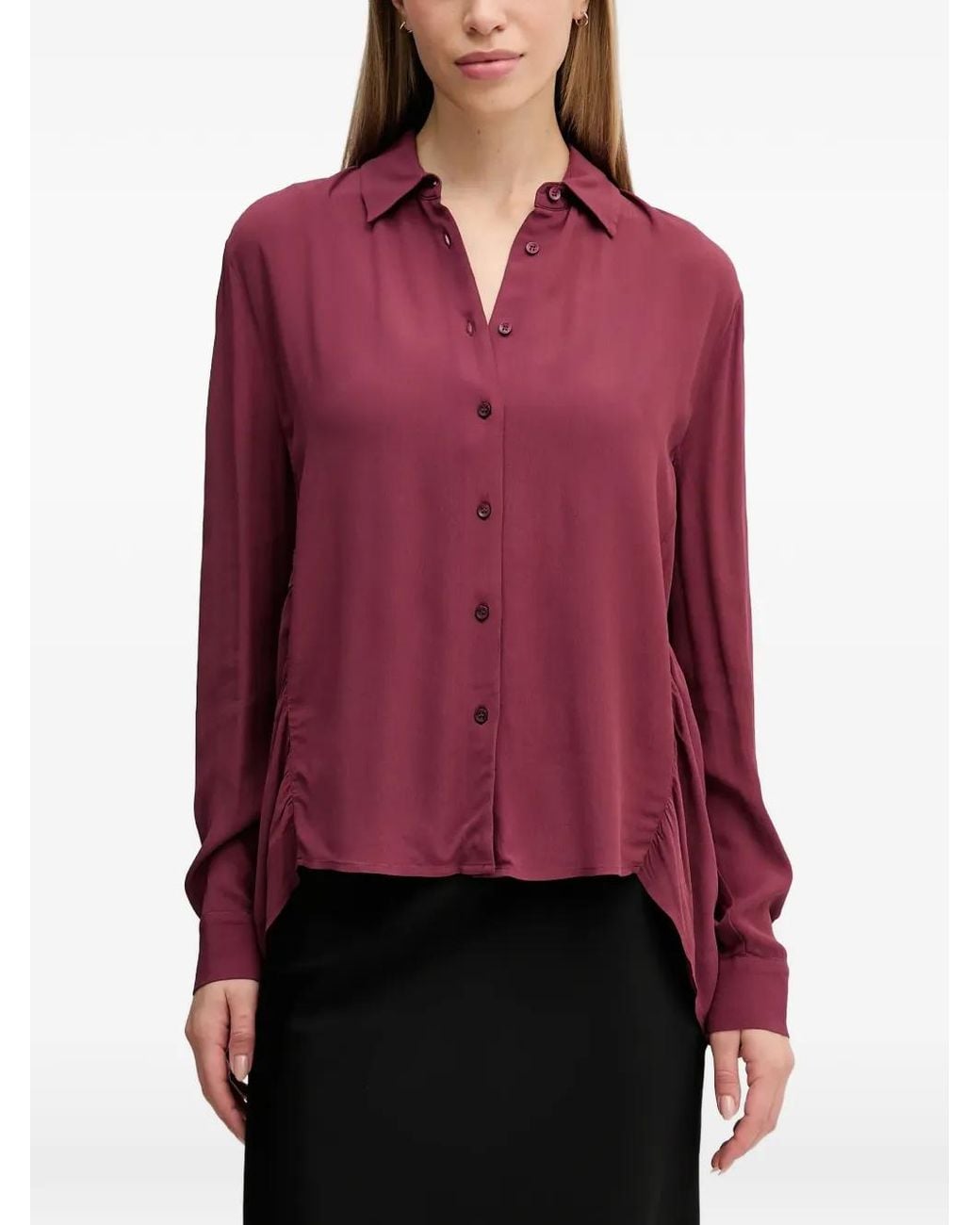 Sisley Red Ruched Buttoned Shirt
