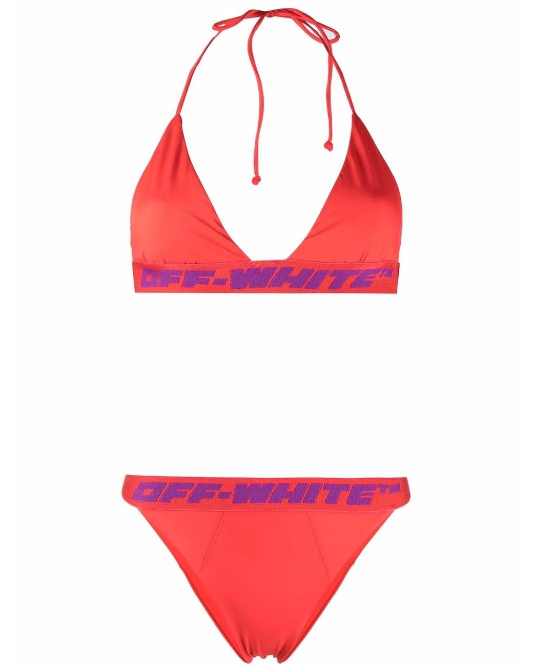 Off-White c/o Virgil Abloh Red Logo-Band Bikini Set