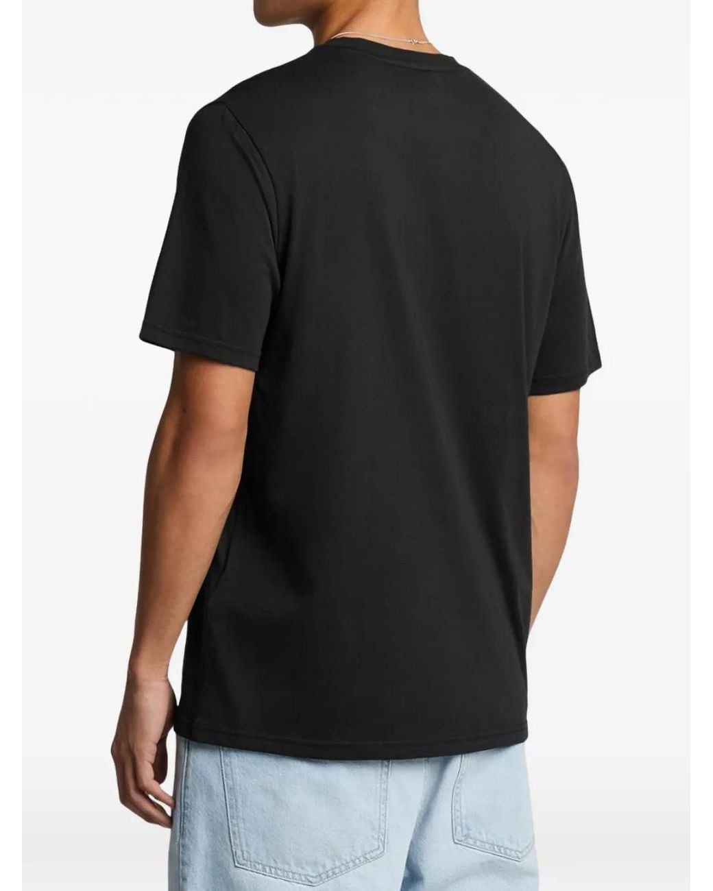 Lyle & Scott Black Embroidered-Logo Cotton T-Shirt for men