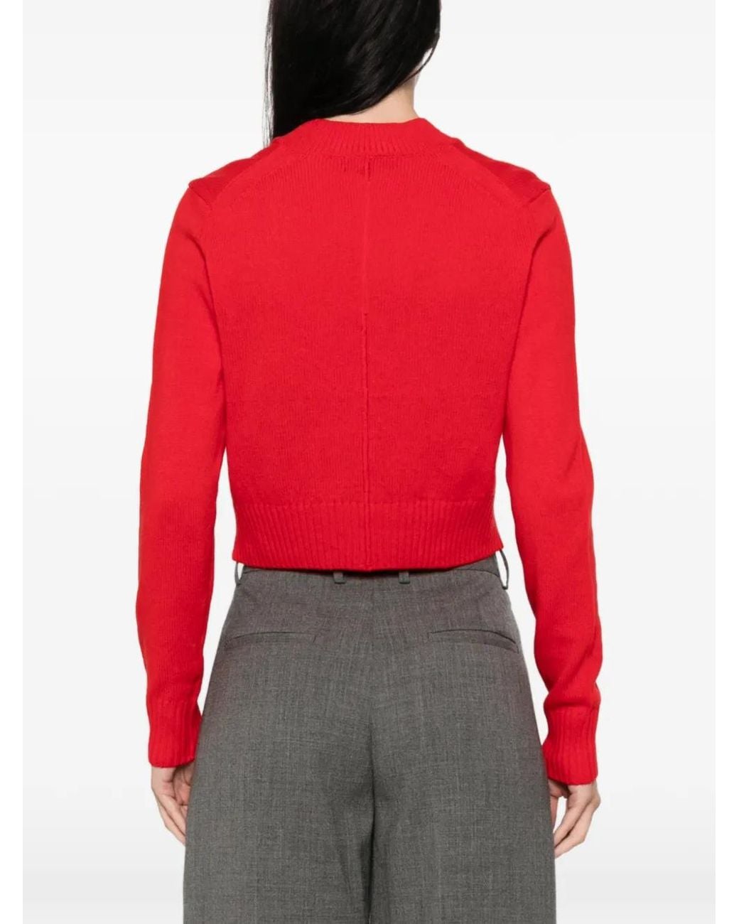 Soeur Red Jonas Ribbed-Knit V-Neck Sweater