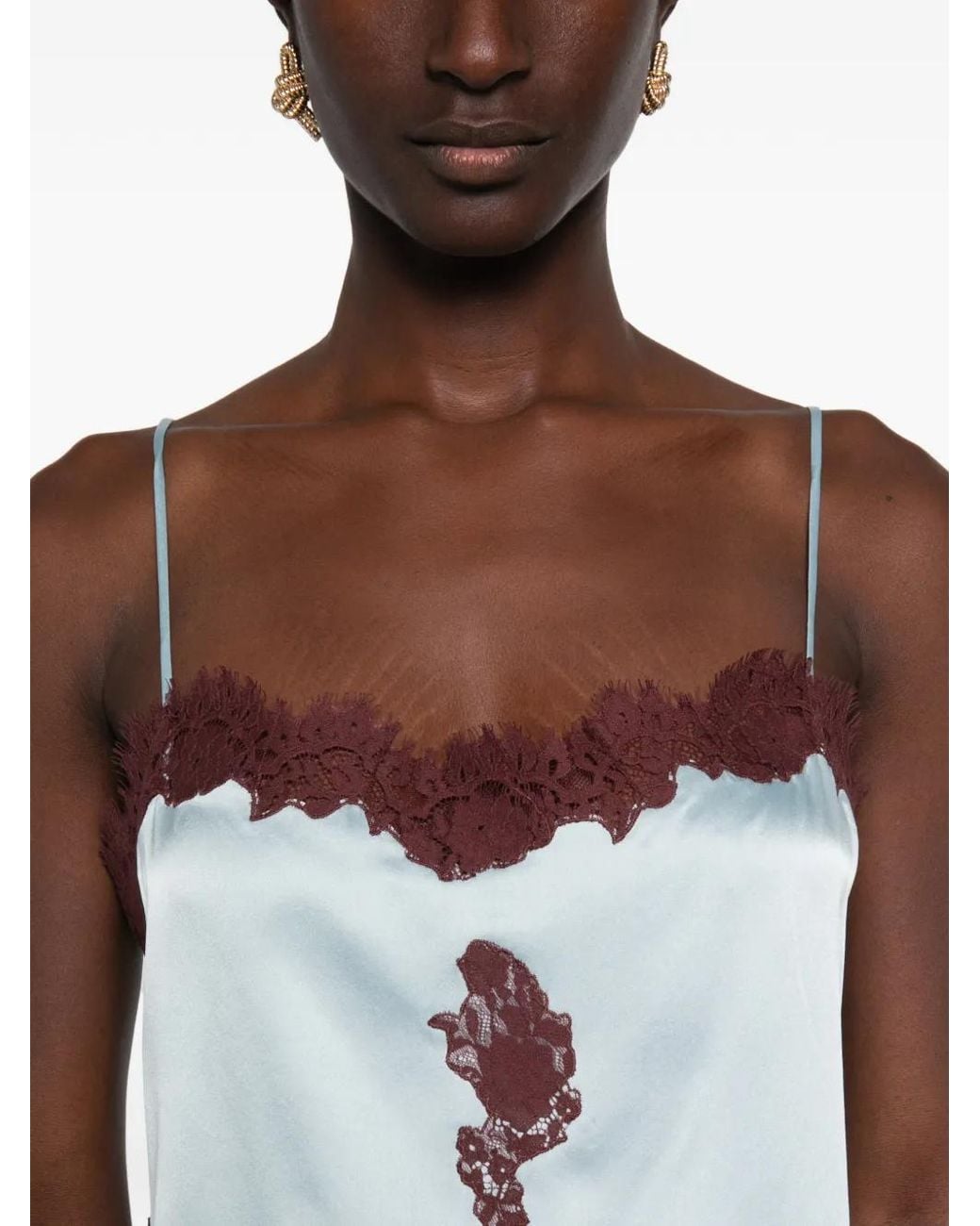 Doen Blue Avelaine Lace-Trim Top
