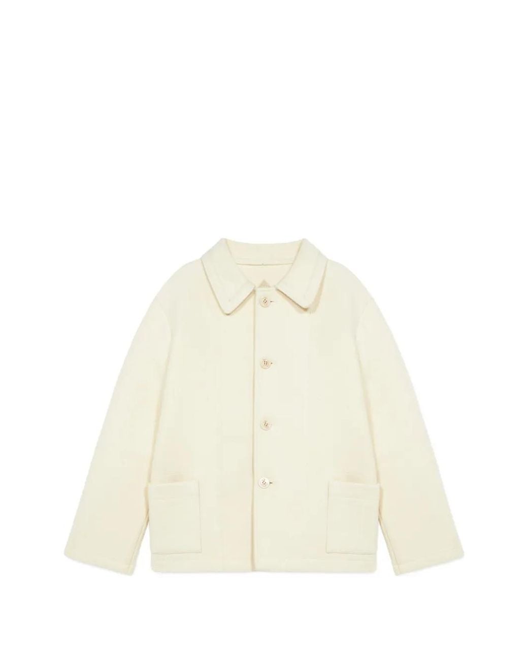 Fortela White Donkey Front Pocket Wool Coat for men