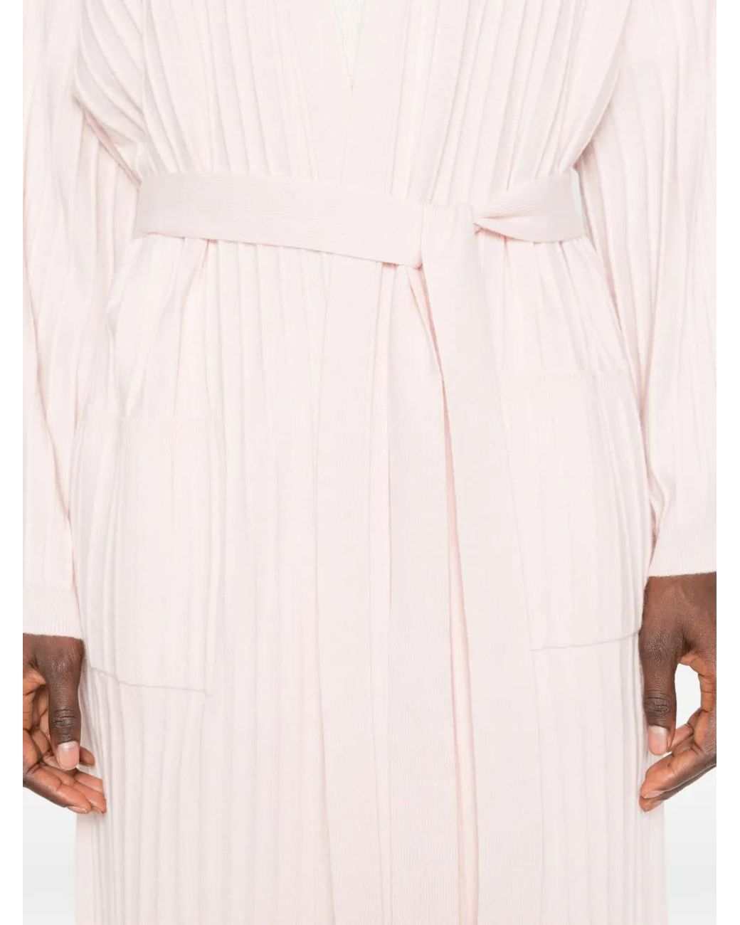 Fabiana Filippi Pink Ribbed Belted Cardigan