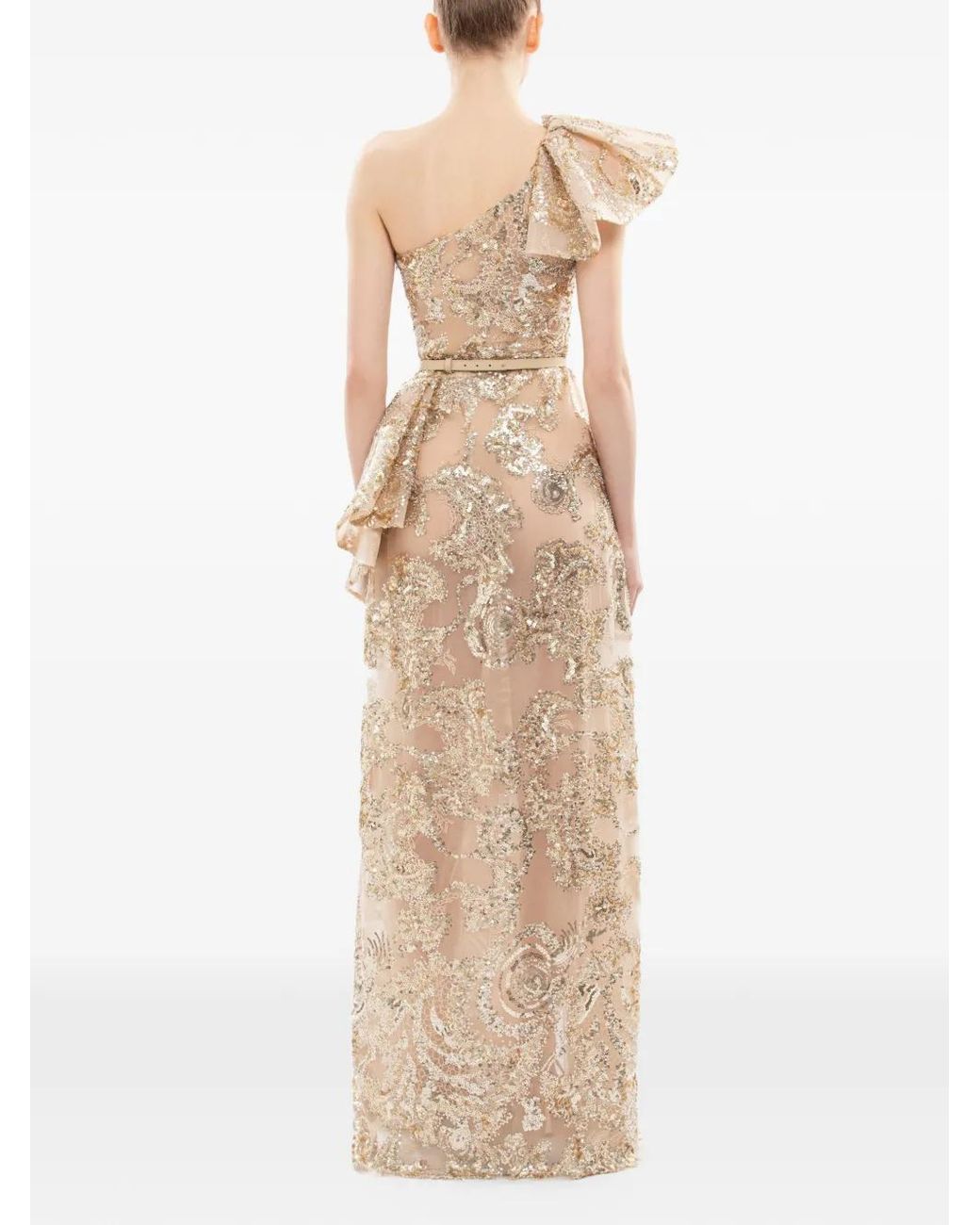 Saiid Kobeisy White Crystal-Embroidered Maxi Dress
