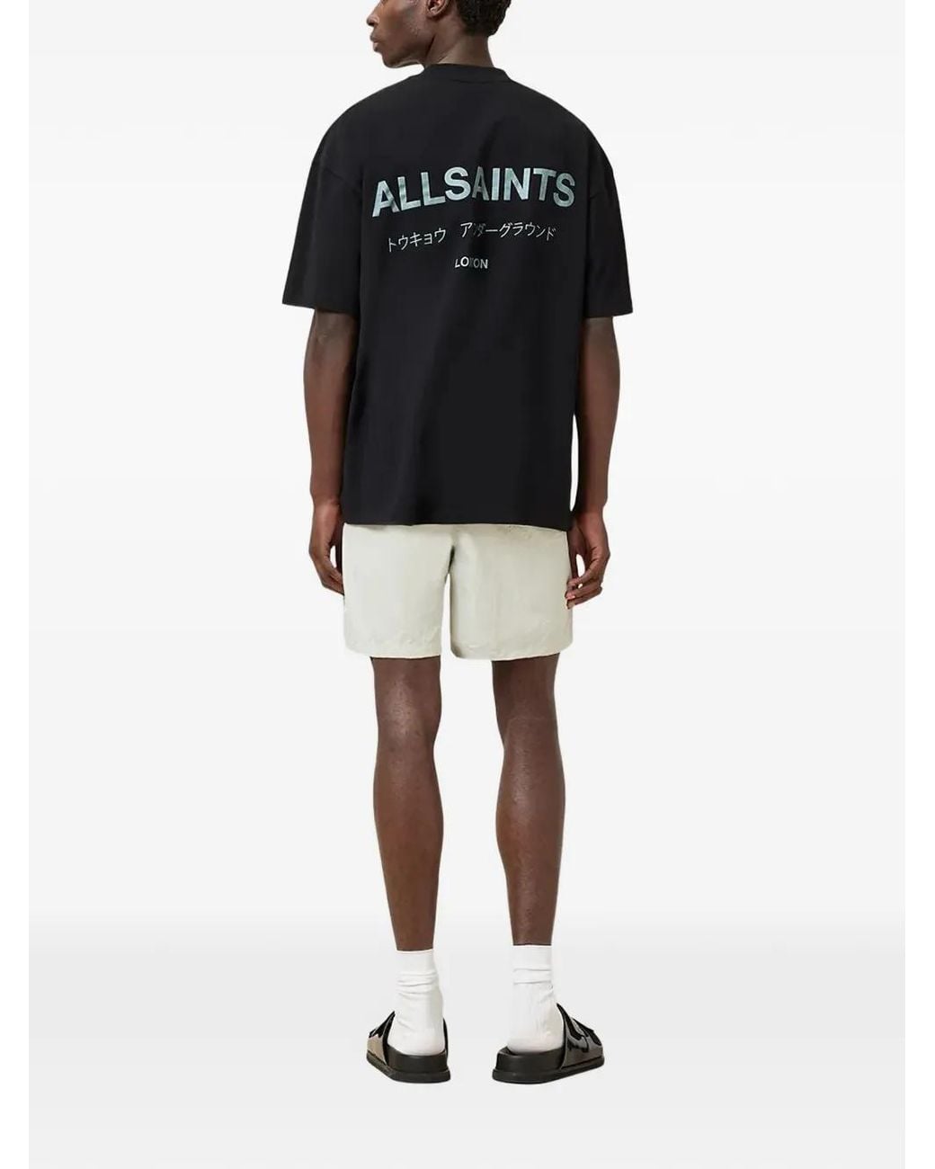 AllSaints White Soleil Logo-Print Drawstring Swim Shorts for men