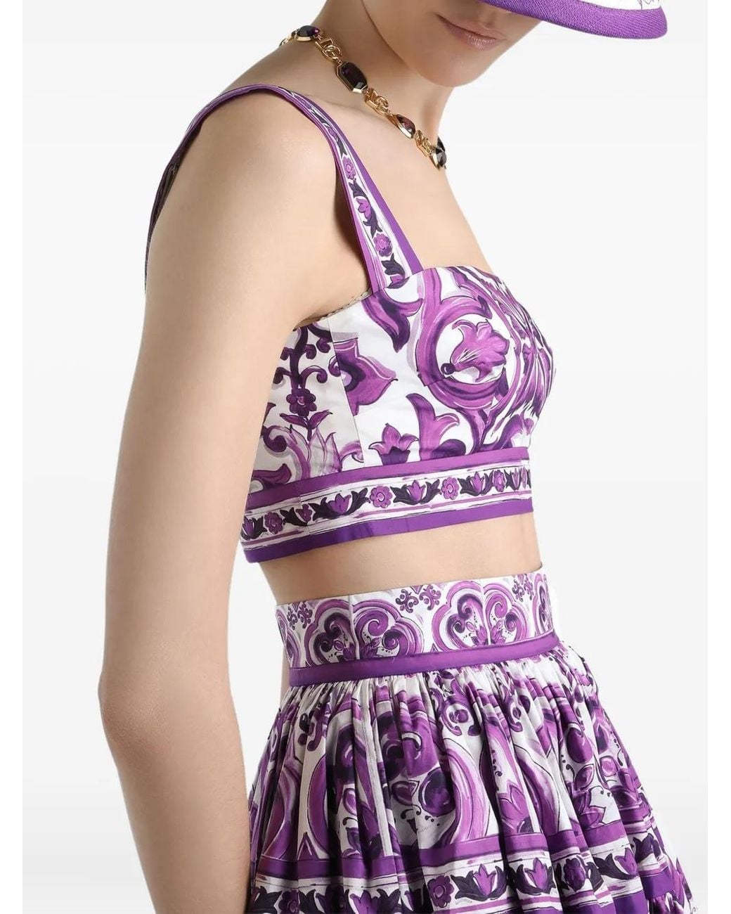 Dolce & Gabbana Bralette Top Met Majolica-Print in het Purple