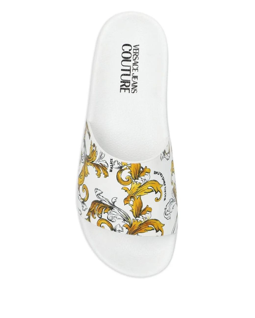 Versace Jeans Couture Green Barocco-Pattern Slides