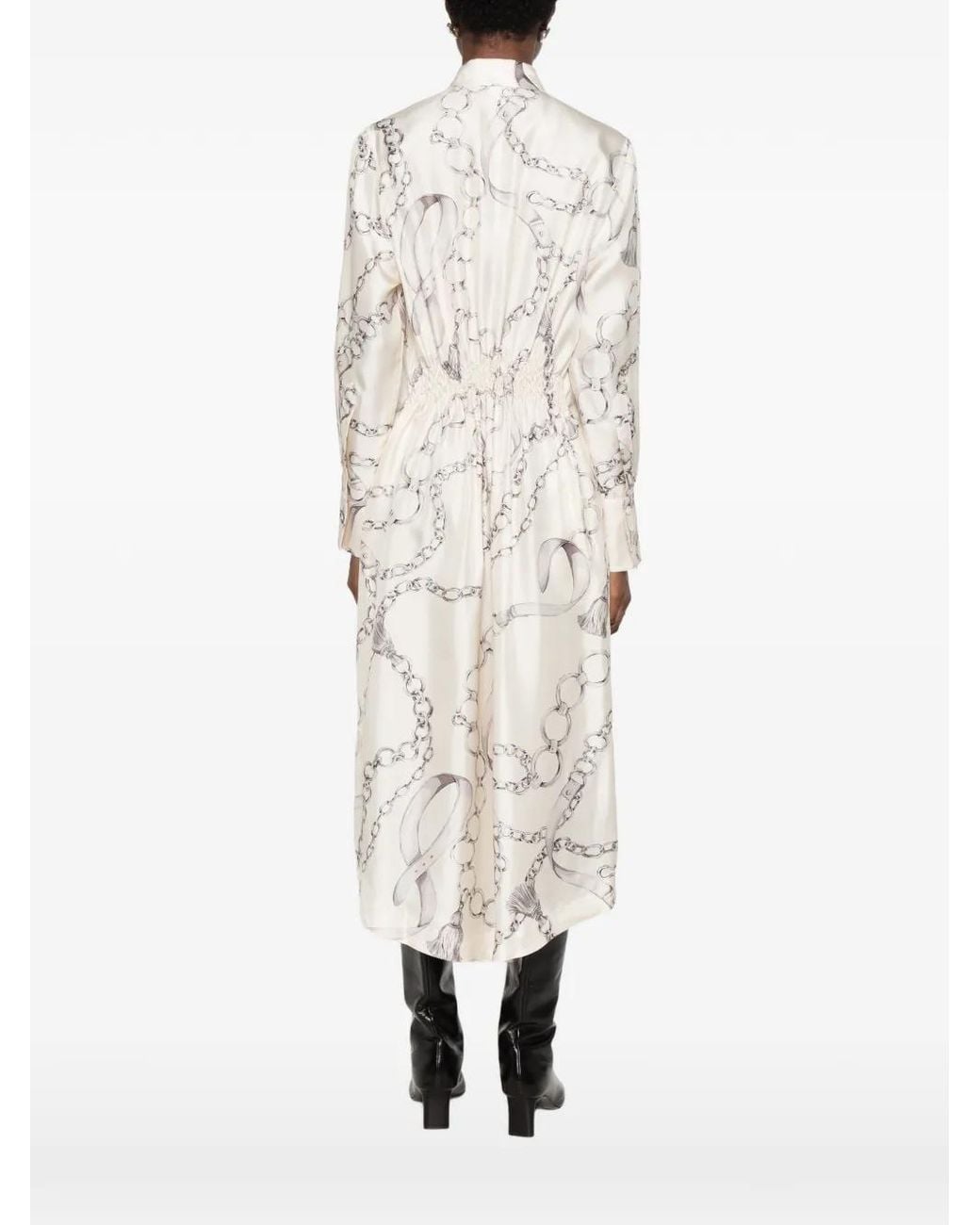 Caliban White Chain-Print Shirtdress