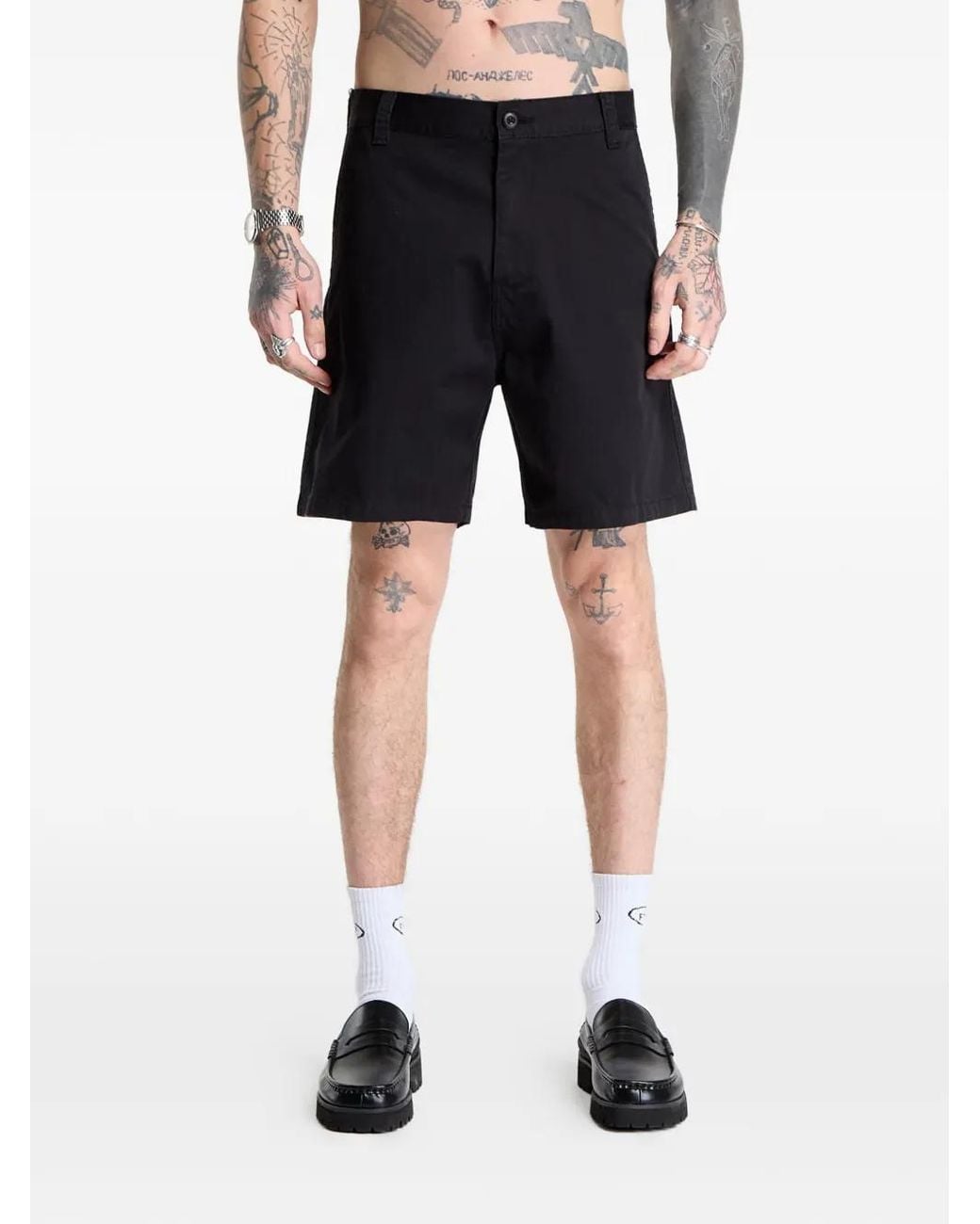 Carhartt Black Brady Logo-Patch Shorts for men