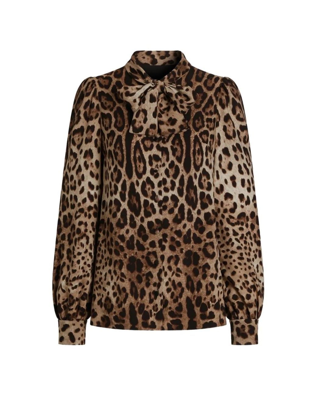 Chemise En Charmeuse De Soie À Imprimé Léopard Dolce & Gabbana en coloris Brown