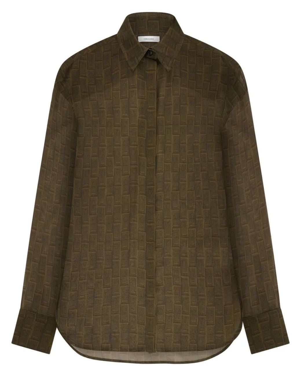 Ferragamo Blouse Met Monogram in het Green