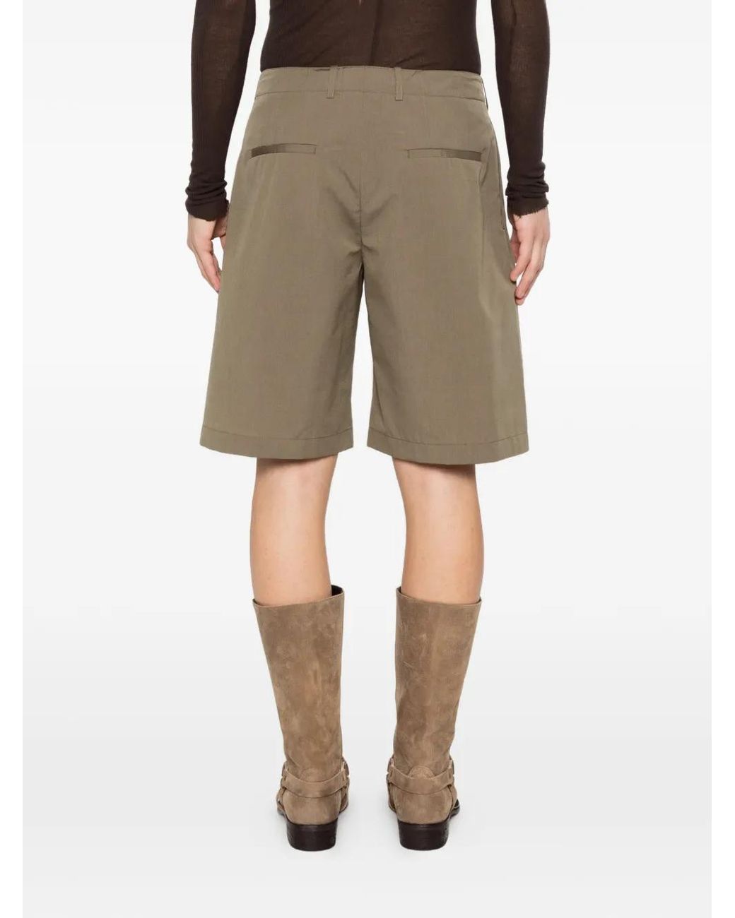 Our Legacy Green Ponte Pleated Shorts for men