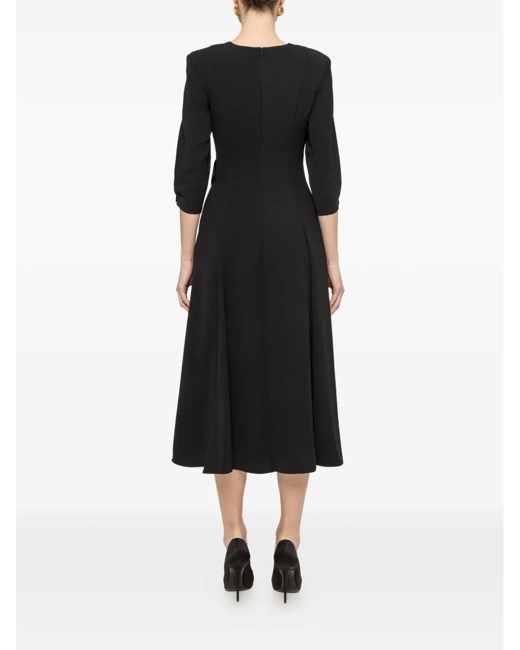 Nissa Black Button-Detail Midi Dress