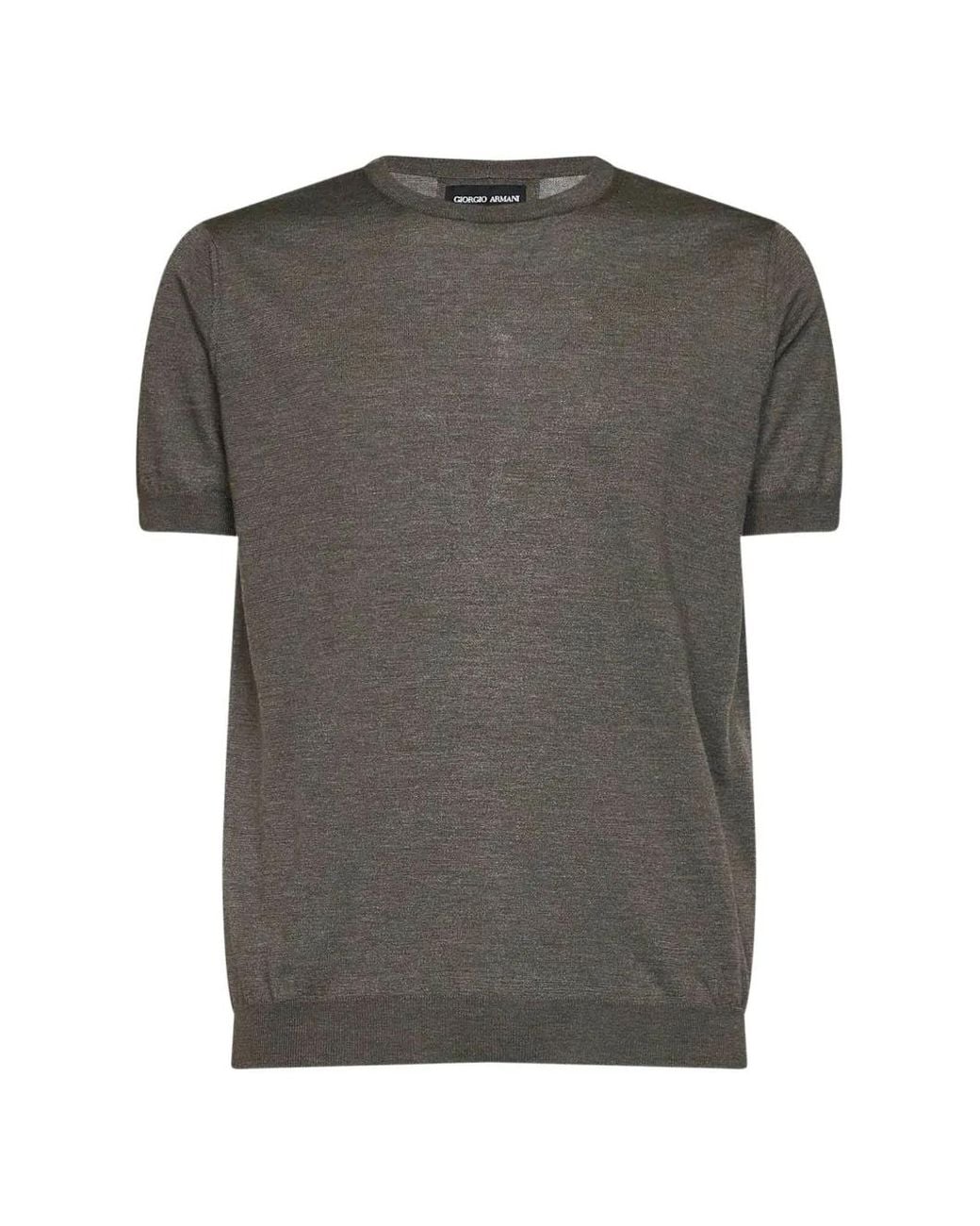 Giorgio Armani Gray Short-Sleeved Silk-Blend Sweater for men