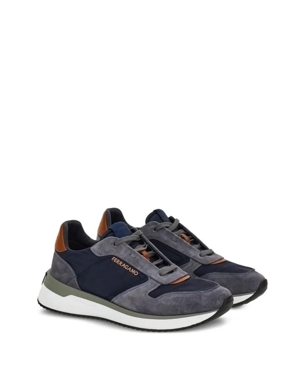 Ferragamo Blue Mixed Material Sneakers for men