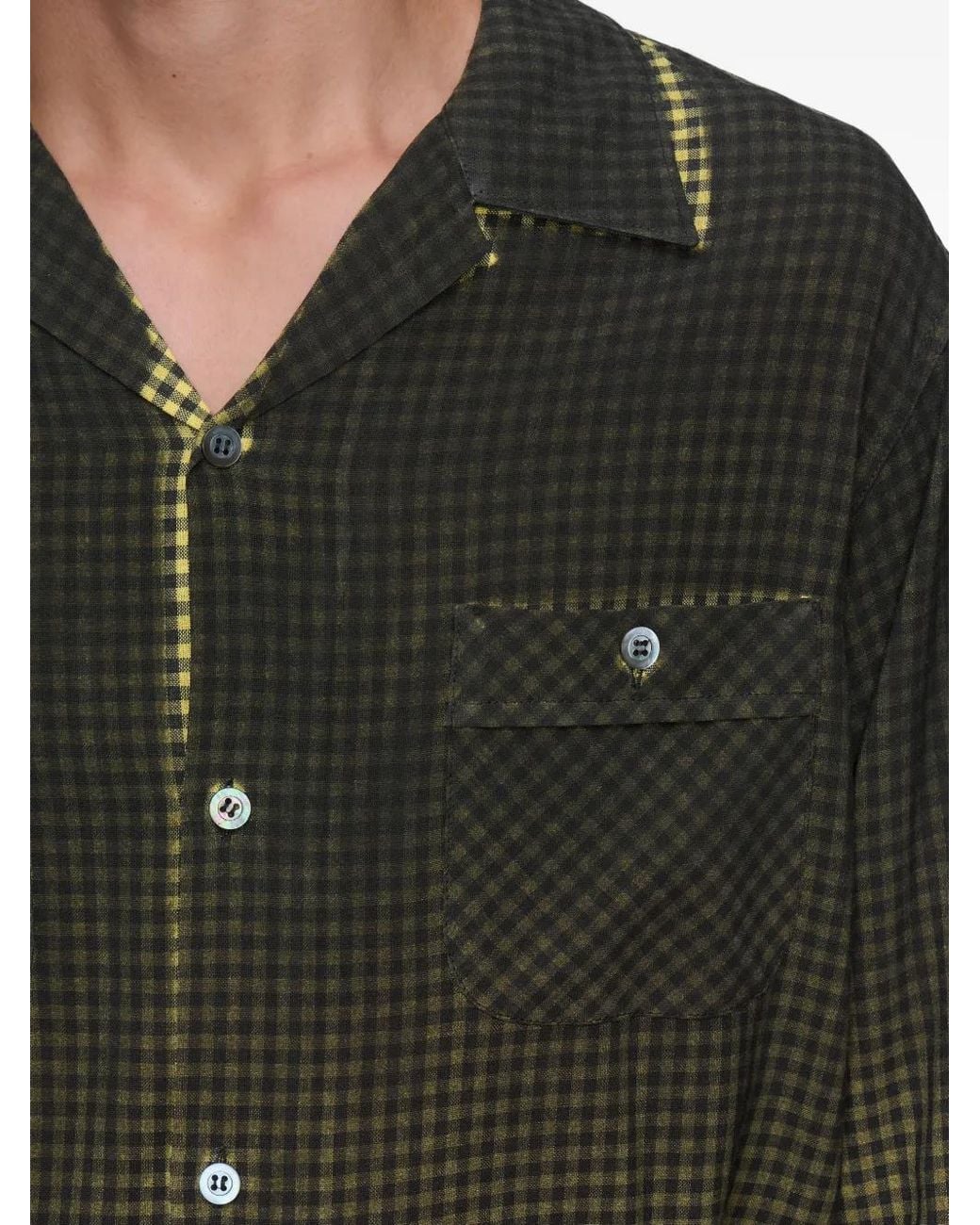 Maison Margiela Green Gradient Check Shirt for men