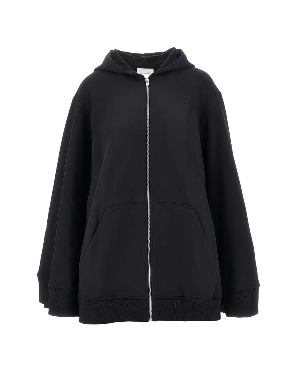 7 For All Mankind Black Zip-Up Flared-Sleeve Hoodie