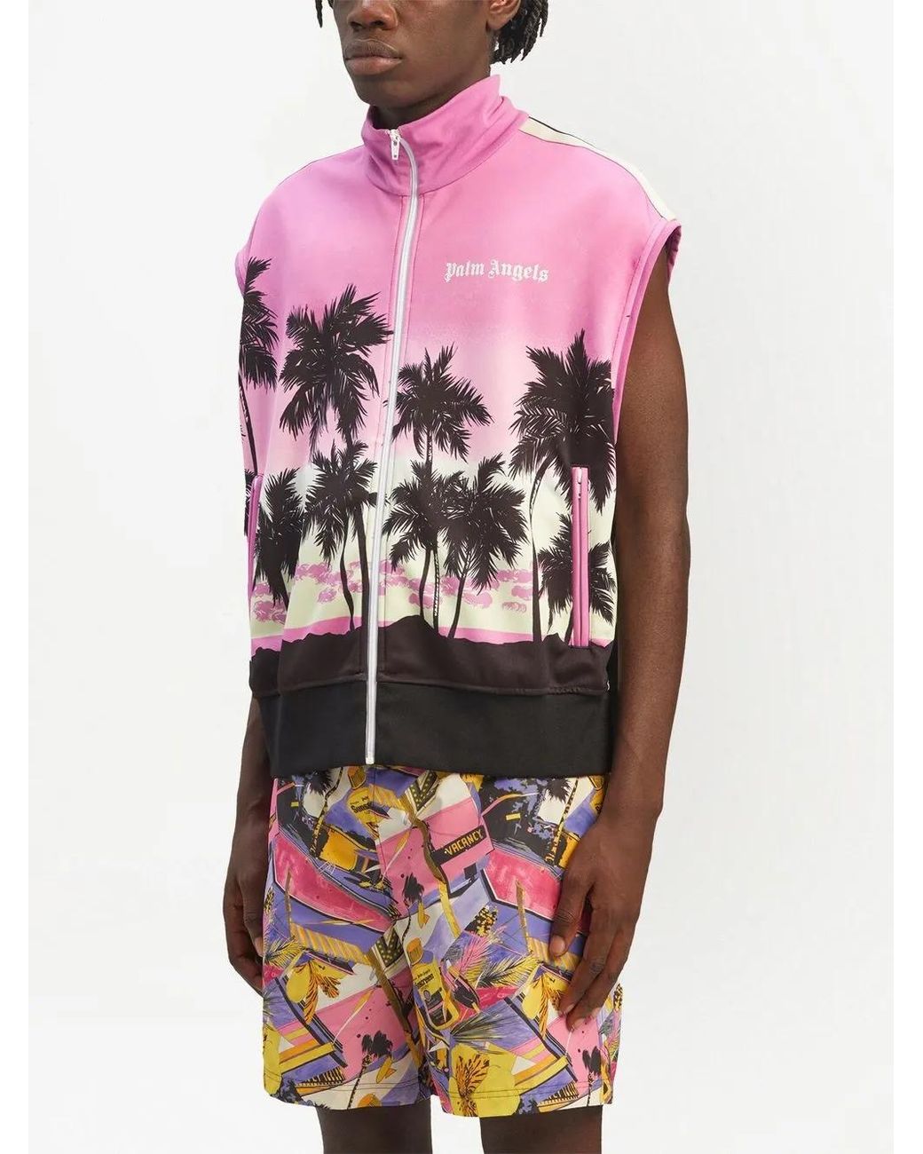 Palm Angels Pink Sunset Track Vest Purple/black for men