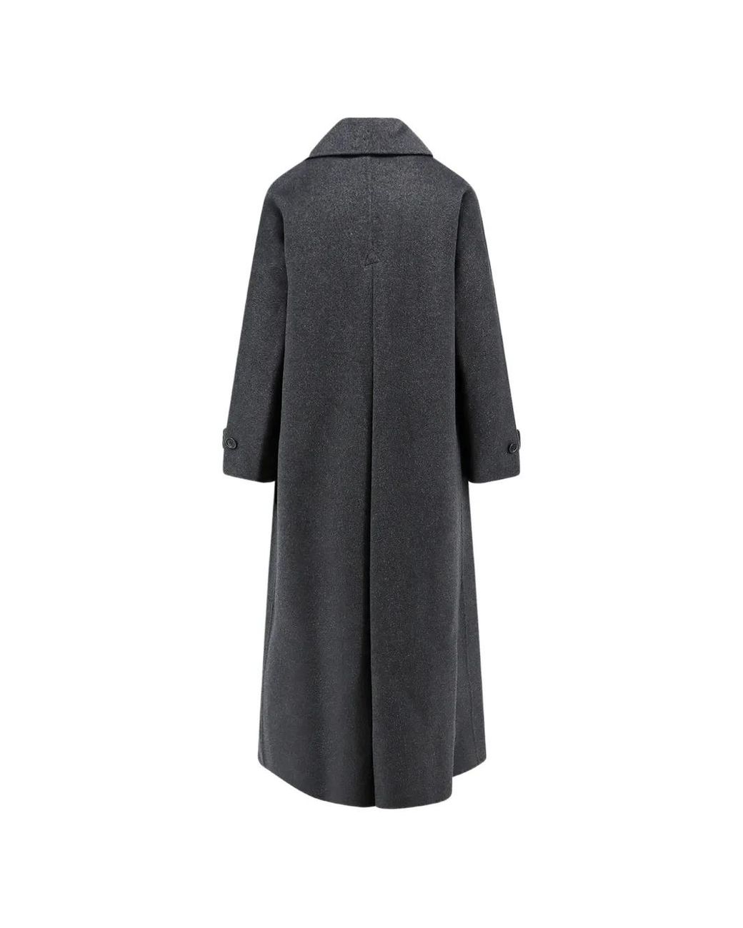 Aspesi Black Double-Breasted Button-Cuff Coat