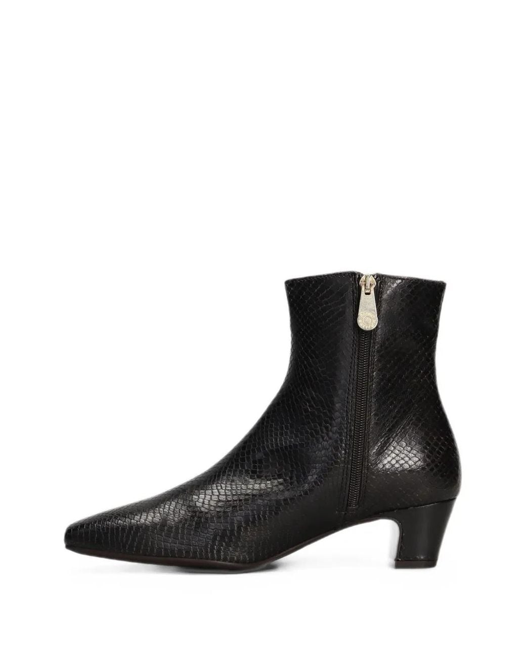 Pedro Miralles Black Snakeskin-Effect Ankle Boots