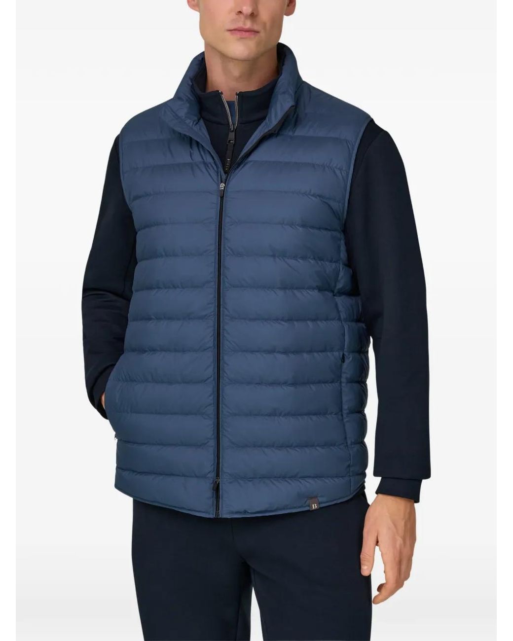 Boggi Blue Padded Logo Patch Gilet for men