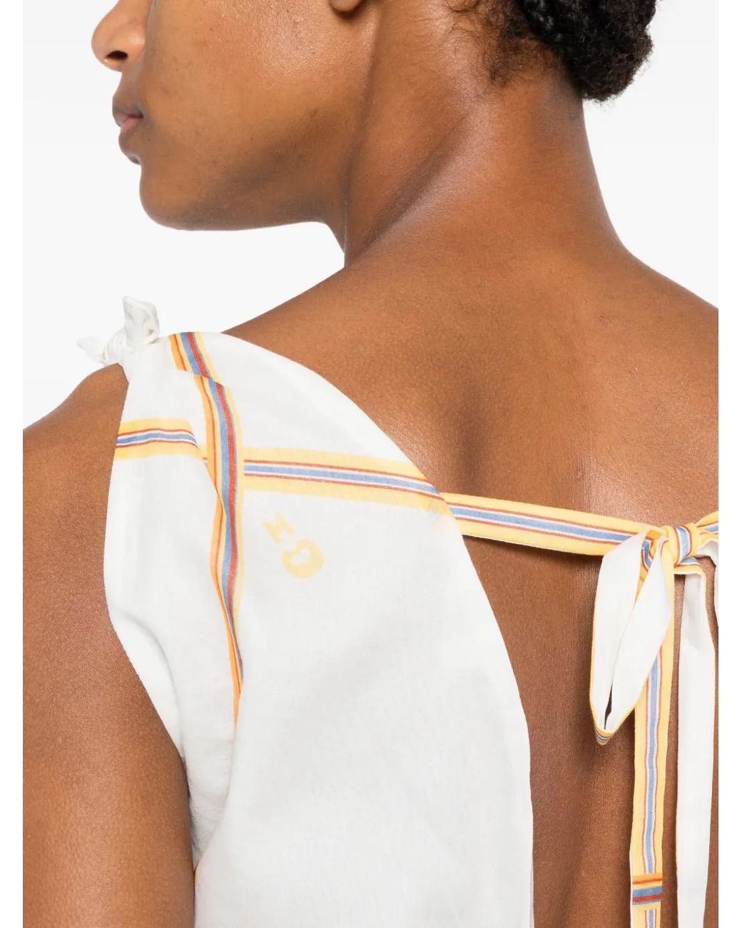 Maje White Patterned Backless Crop Top