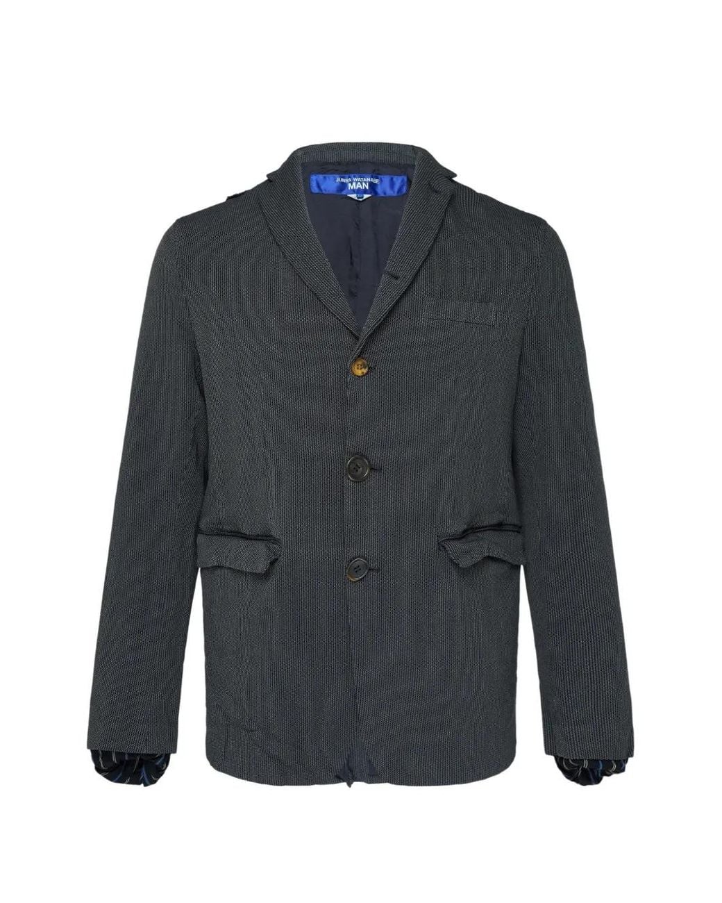 Junya Watanabe Blue Patchwork Notched-Lapel Jacket for men