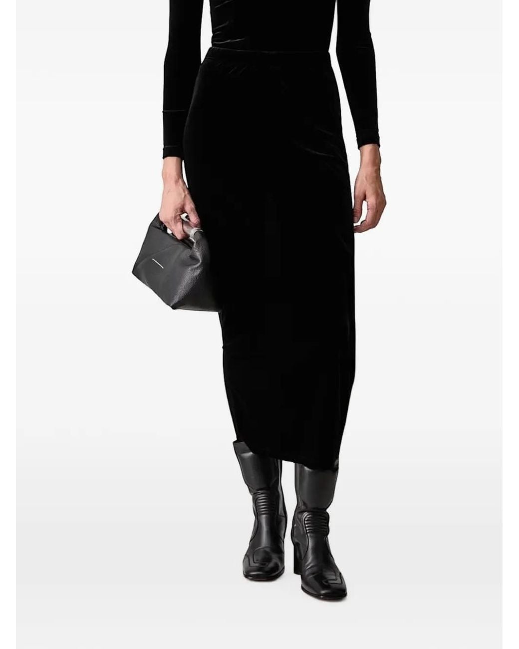 Vetements Black Velvet Rear-Slit Maxi Skirt