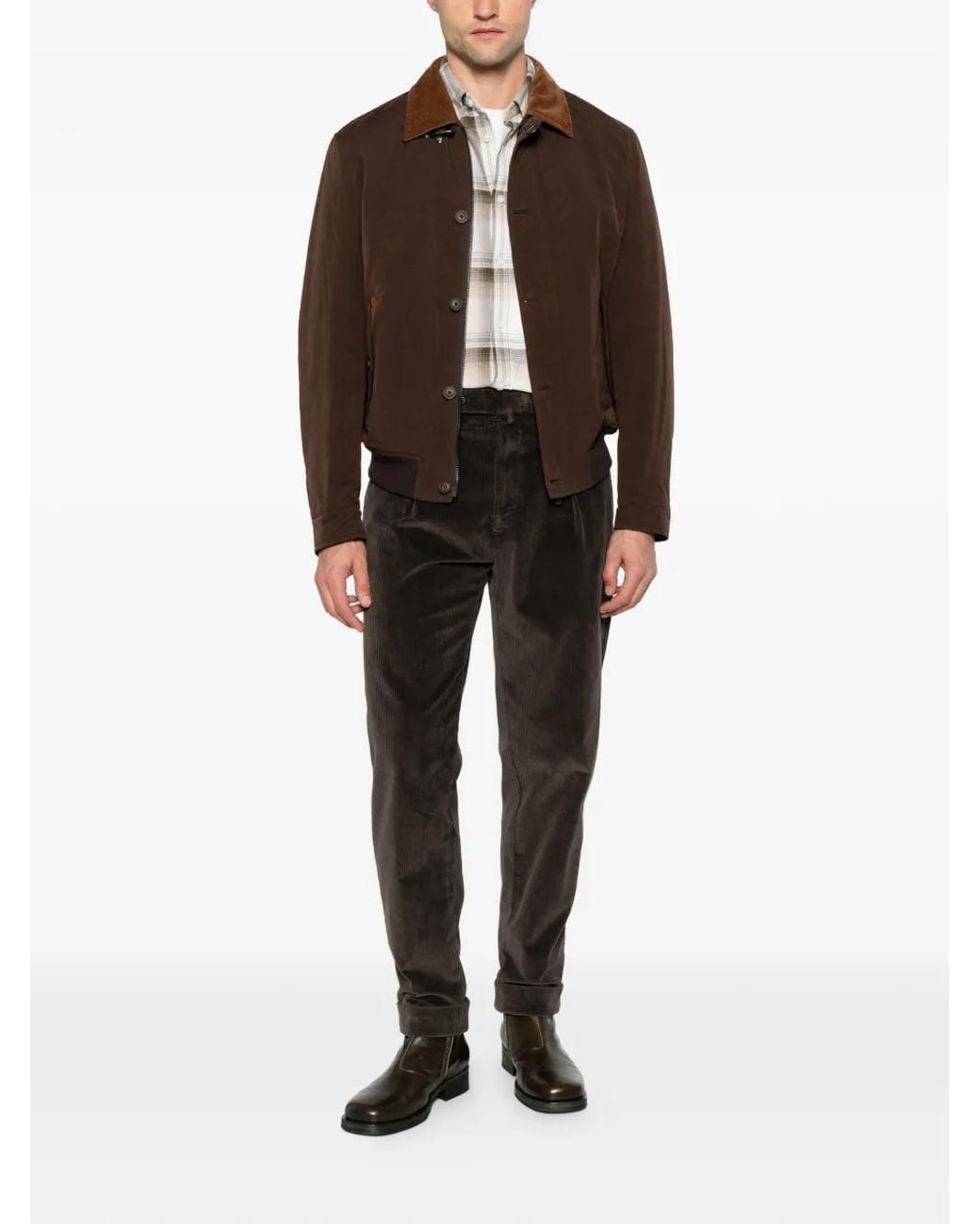 Berwich Black Chiaia Gd Pleated Corduroy Trousers for men
