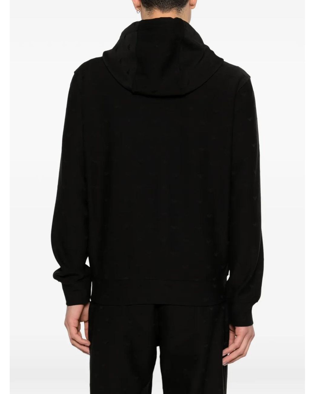 Emporio Armani Black Zip-Up Hoodie for men