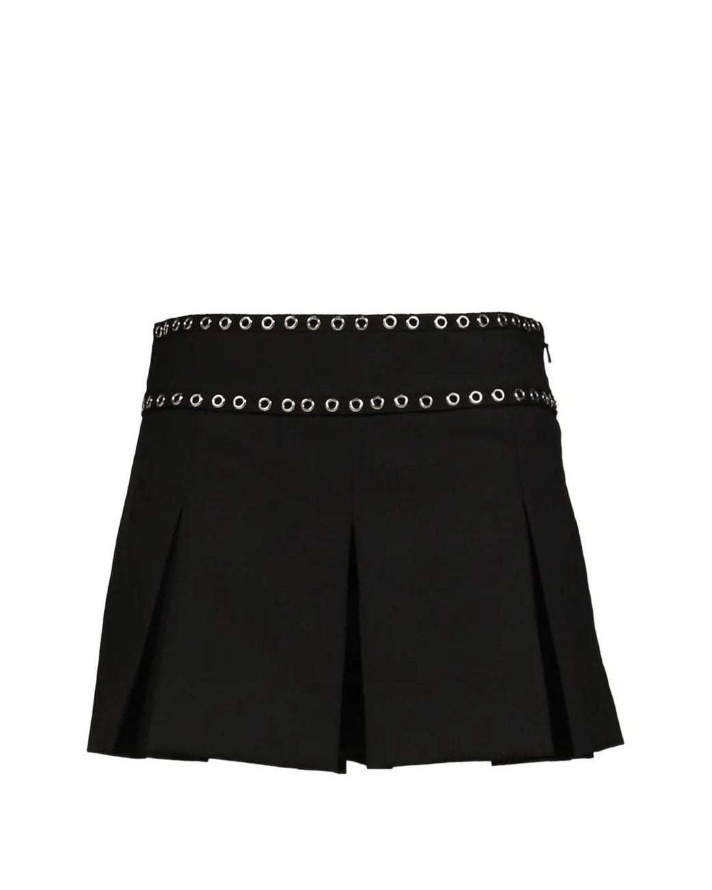 R13 Black Eyelet-Embellished Pleated Mini Skort