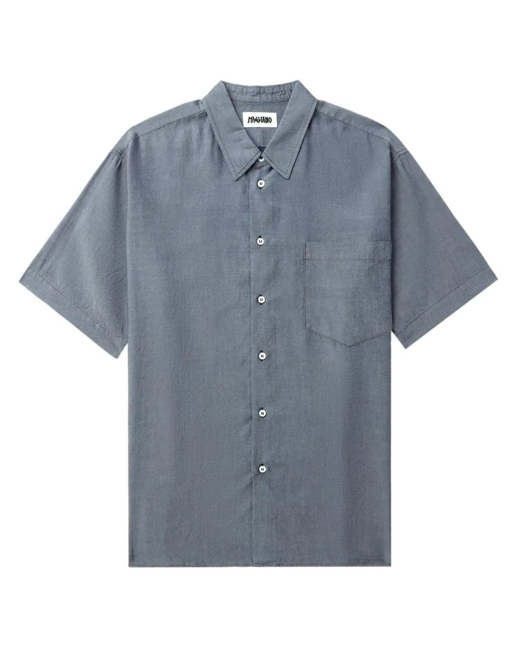Magliano Blue Logo-Print Lyocell Shirt