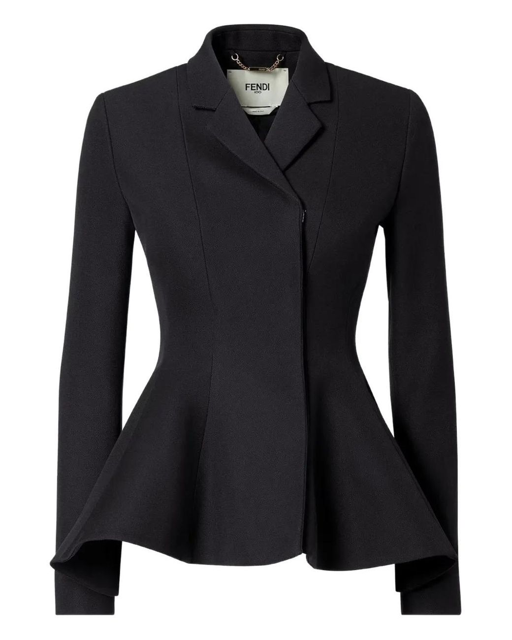 Fendi Black Grain-De-Poudre Wool Jacket