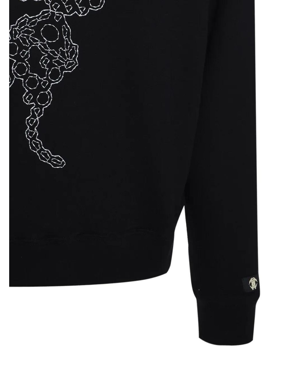 Roberto Cavalli Black Snake-Stitch Hoodie for men