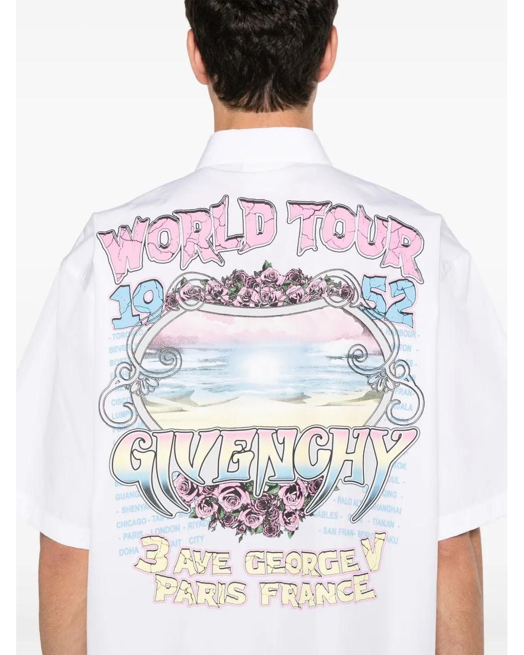 Givenchy White World Tour Printed Cotton-poplin Shirt for men