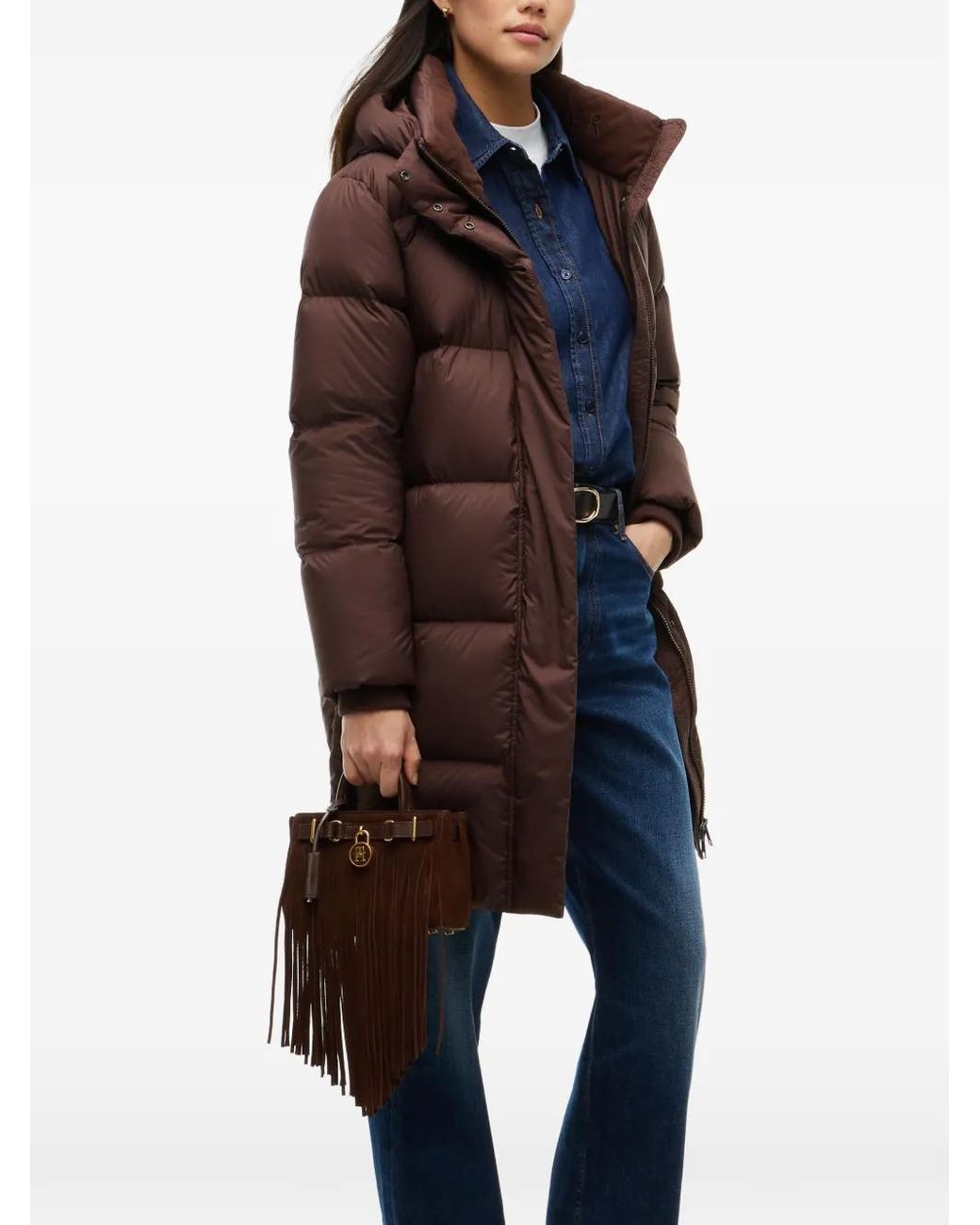 Tommy Hilfiger Brown Hooded Puffer Coat