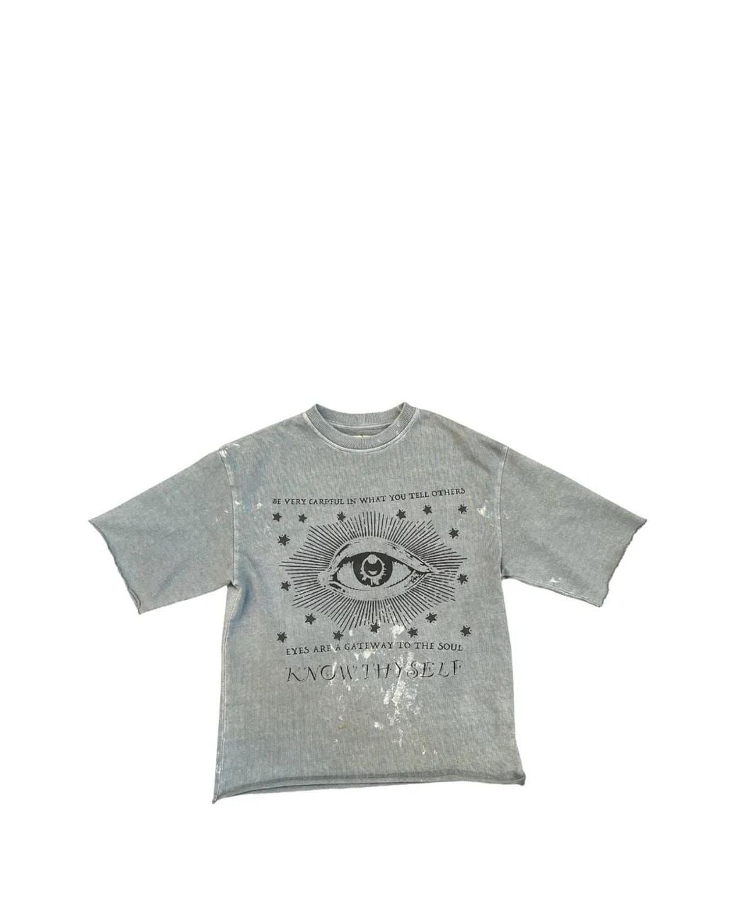 Astrum Gray Graphic-Print Distressed T-Shirt for men