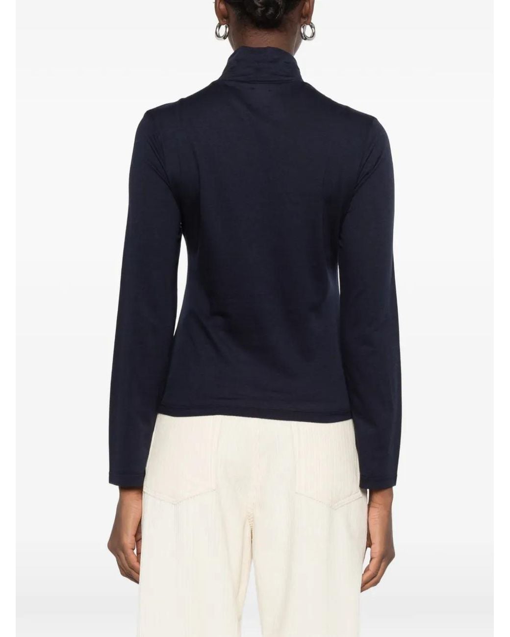 Eleventy Blue Long-Sleeve Roll-Neck T-Shirt