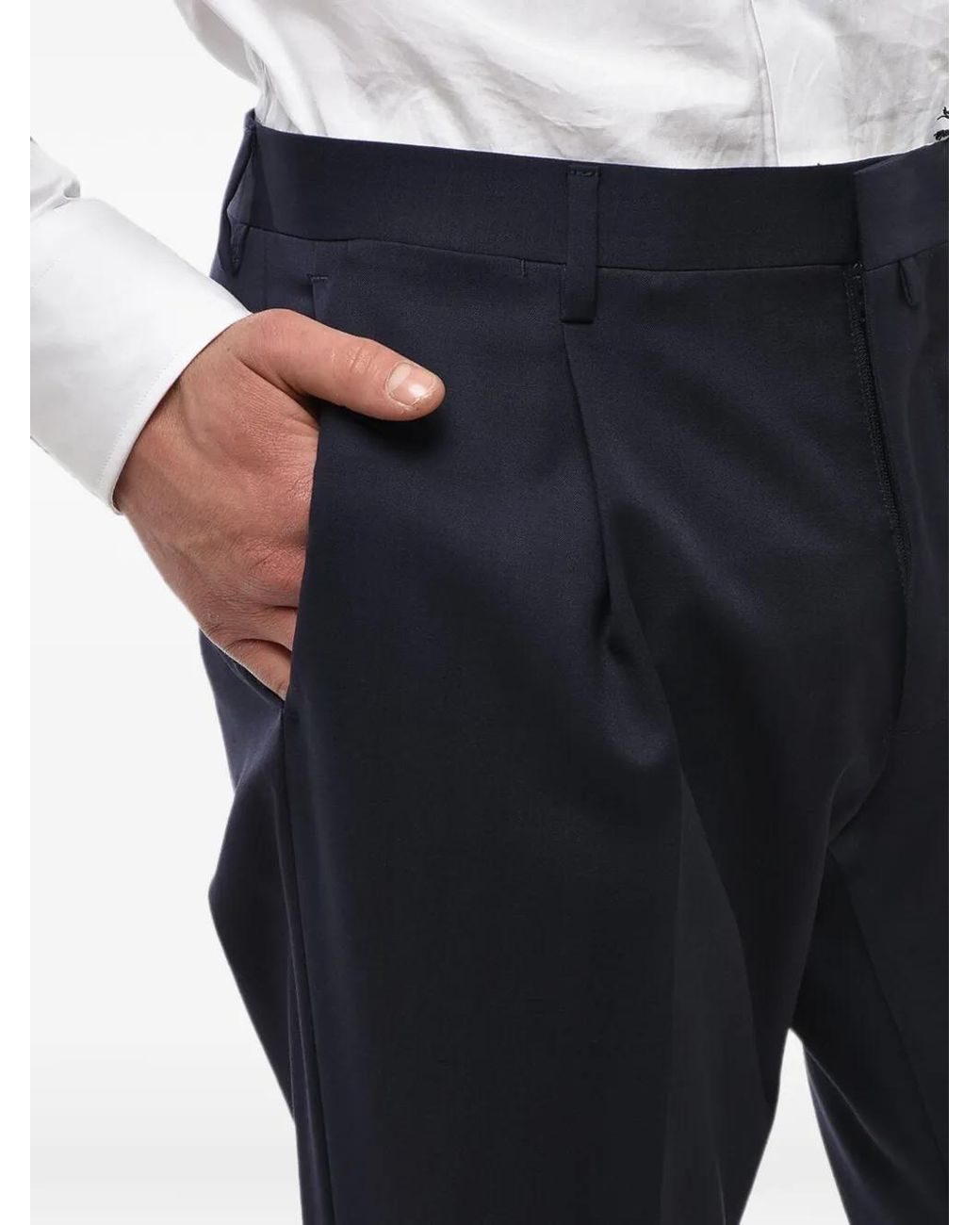 Corneliani Blue Circle Pleated Trousers for men