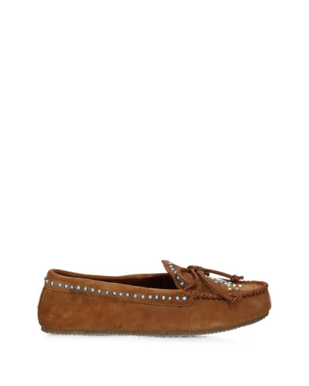 De Siena Shoes Brown Ase Bead-Embellished Suede Loafers