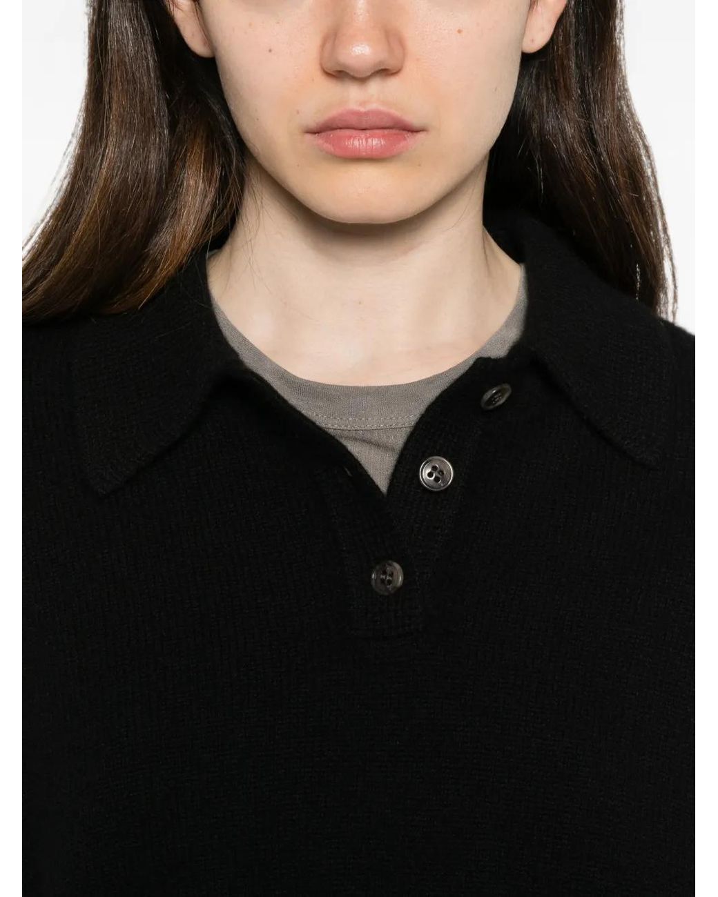 Lisa Yang Black Etta Button-Up Polo Shirt